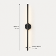 Aaradhya rotatable linear wall light dimensions: 60 cm length and 1.6 cm bar diameter
