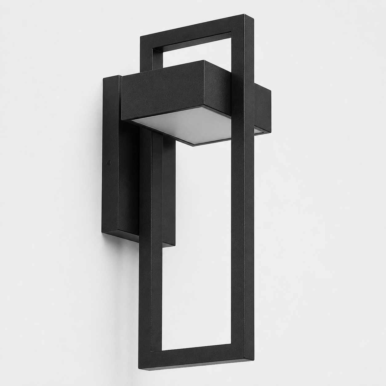 Close-up of the Bayswater Large black geometric frame and integrated diffuser