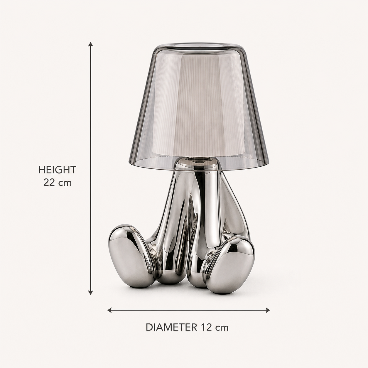 Brentwood cordless table lamp dimensions: 22 cm high and 12 cm diameter