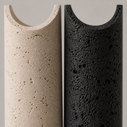 Close-up comparison of the Dorset beige and black porous stone finishes