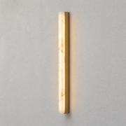 Gold Eaton alabaster-style outdoor wall light on a neutral rendered wall