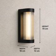Farringdon Large outdoor wall light dimensions: 70 cm high, 16 cm wide and 12 cm deep