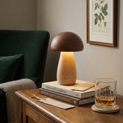 Parker Wood Mushroom Cordless Table Lamp - Walnut