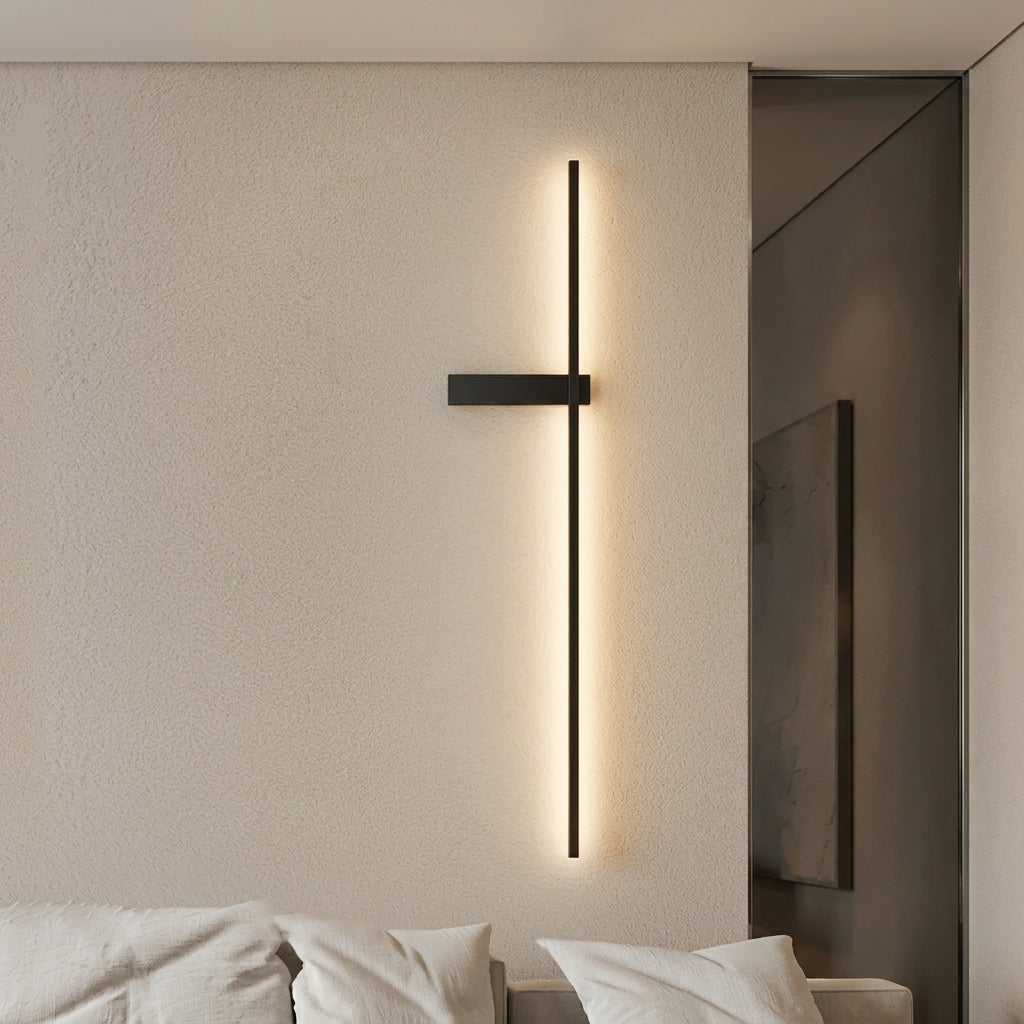 Holland Linear Battery Wall Light - black slim vertical wall light