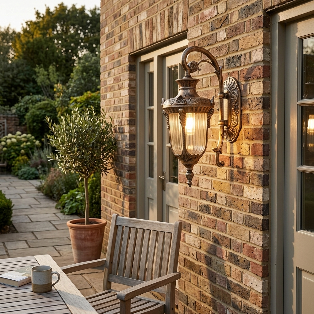 Ely Outdoor Wall Light installed on an exterior wall