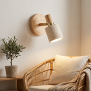 Belgravia Walnut Travertine Reading Wall Light - Log Colour finish, installed on bedroom wall