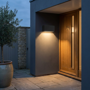 Oslo Long IP65 Outdoor Wall Light - Black, installed on exterior wall