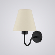 Black finish wall light with cream fabric shade, Chelsea colour option