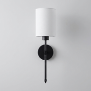 Black finish wall light with white fabric shade, Richmond colour option