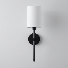 Black finish wall light with white fabric shade, Richmond colour option