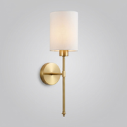 Gold finish wall light with white fabric shade, Richmond colour option