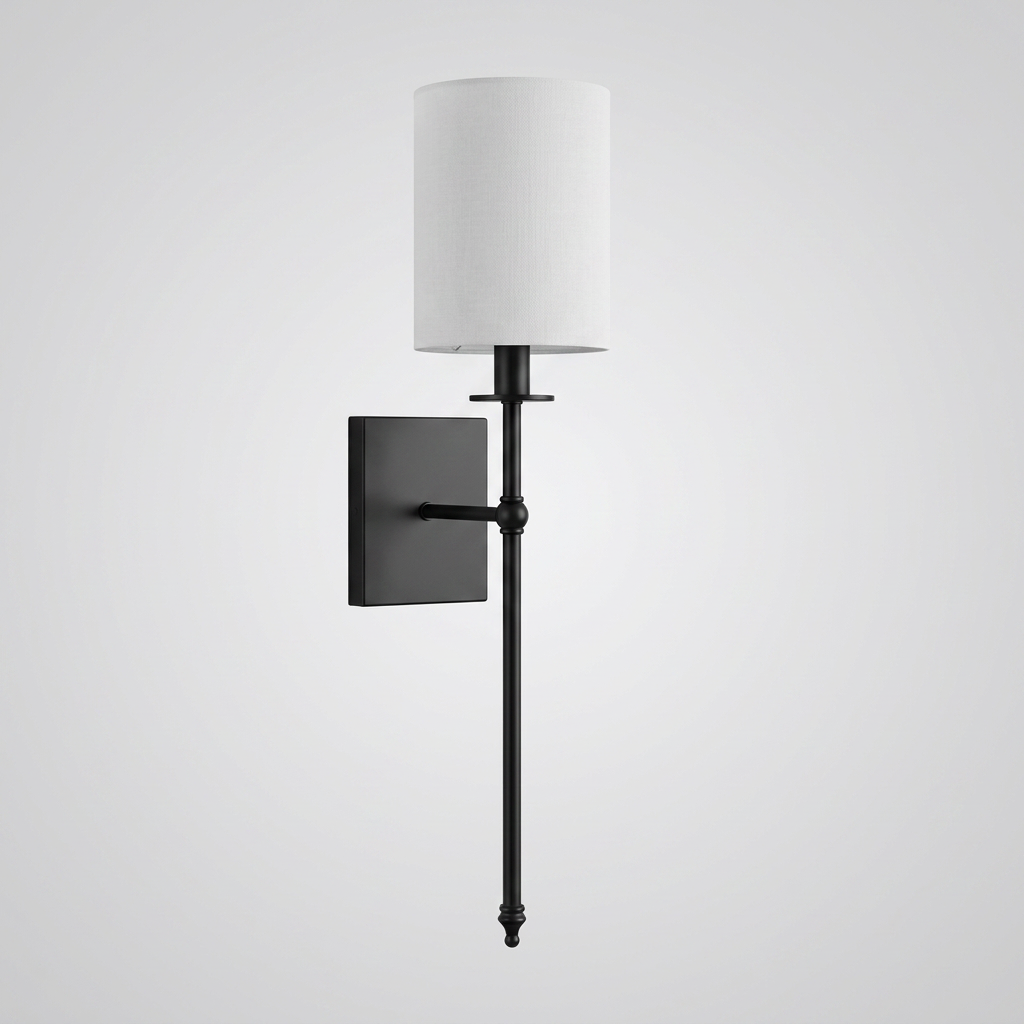 Black finish candlestick-style wall light, Camden colour option