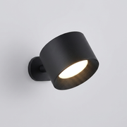 Black rotatable cylindrical wall light on plain background
