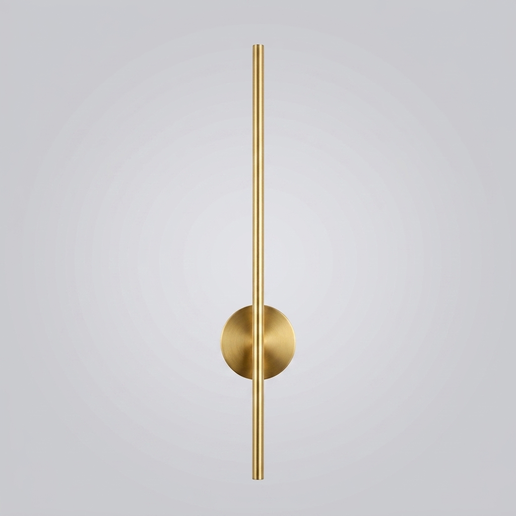 Gold linear wall light on plain background