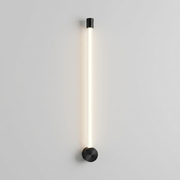 Black vertical linear wall light on plain background