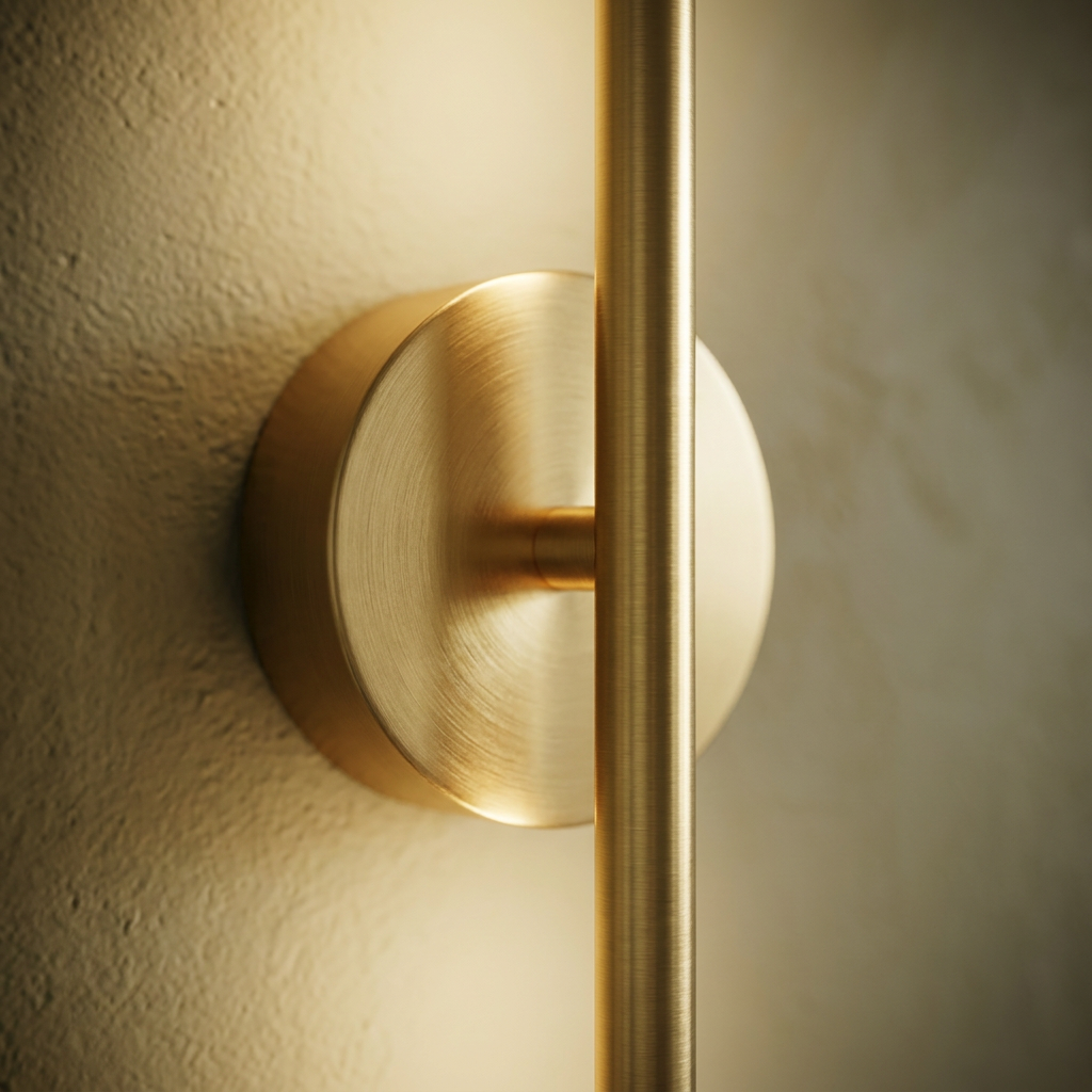 Close-up of battery wall light finish and mount