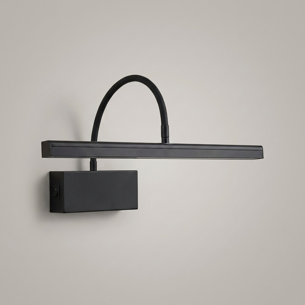 Black rechargeable wall light on a clean studio background