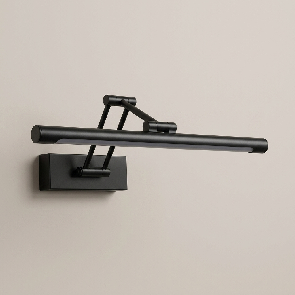 Black battery wall light on a clean studio background