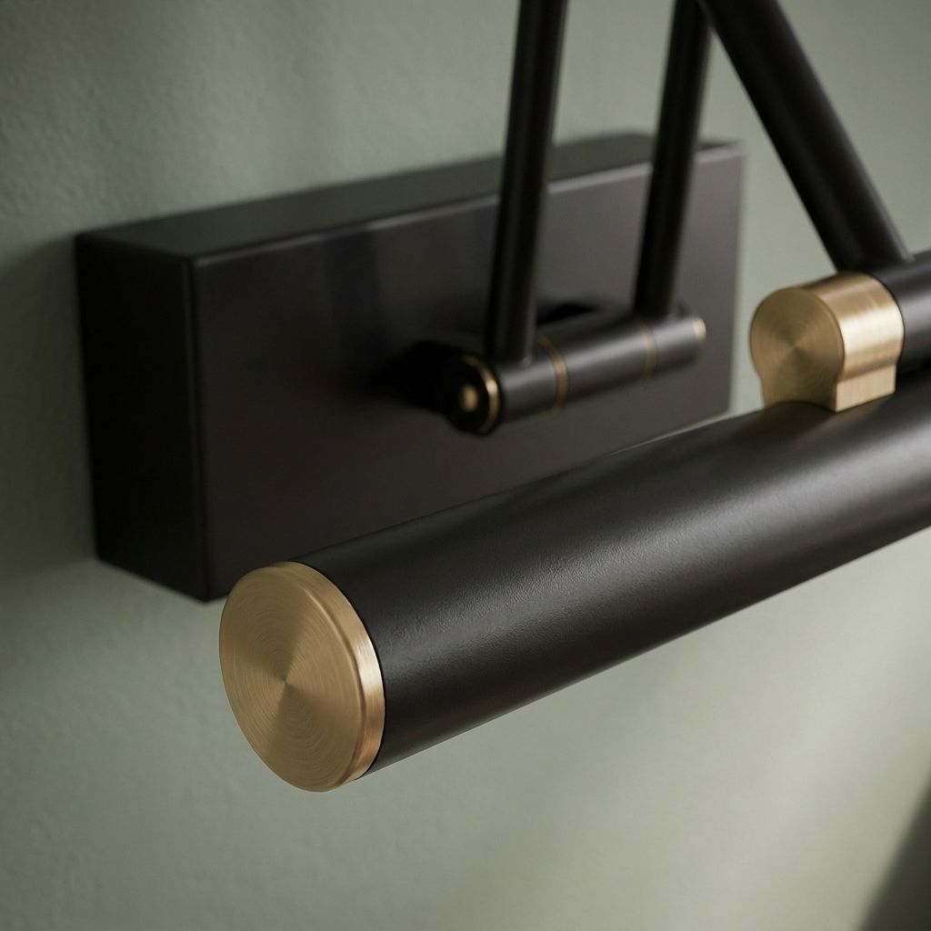 Close-up of the lamp head and backplate finish detail