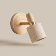 Belgravia walnut travertine reading wall light in Log Colour wood finish, clean studio photo