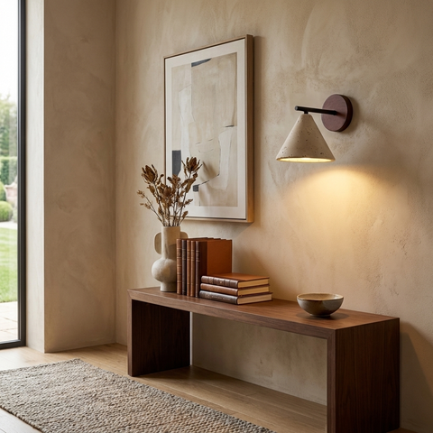 Stratford Travertine Cone Wall Light