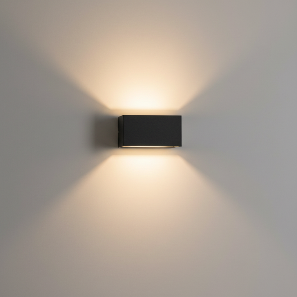 Oslo Long IP65 Outdoor Wall Light - Black, on a clean studio wall