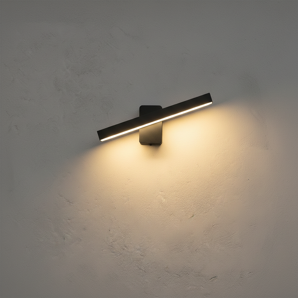 Oslo Short IP65 Outdoor Wall Light - Black, on a clean studio wall
