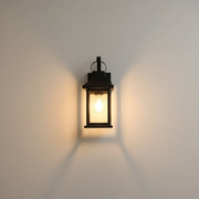 Soho Glass Outdoor Wall Light - Black, on a clean studio wall