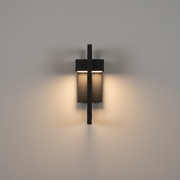 Bayswater Small Geometric Outdoor Wall Light - Black, on a clean studio wall