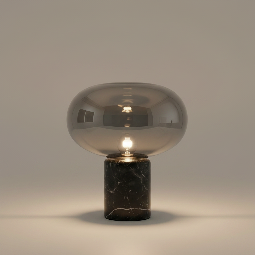 Bramley Marble Glass Cordless Table Lamp on a clean studio surface