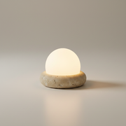 Huxley Travertine Cordless Table Lamp - Cream, on a clean studio surface
