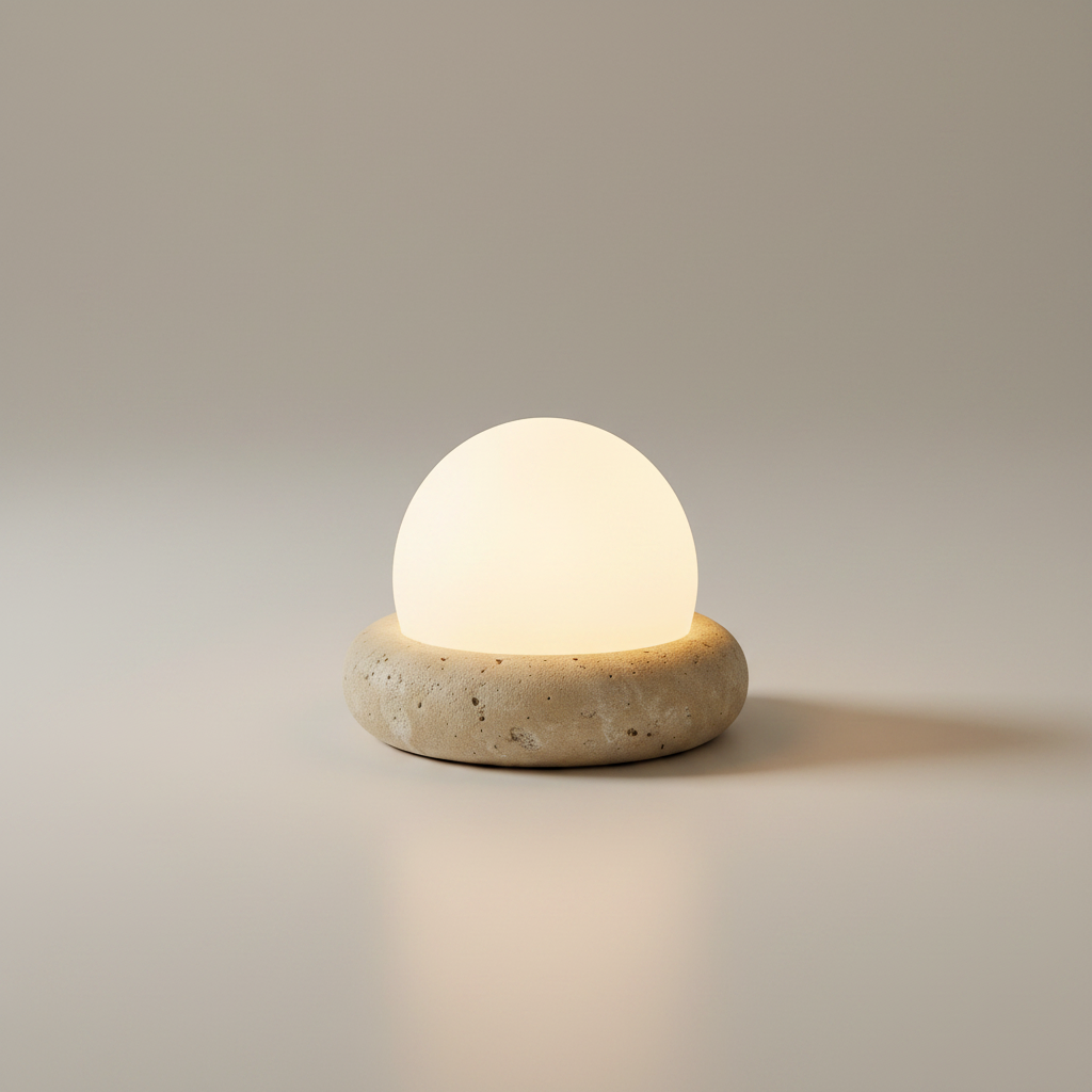 Huxley Travertine Cordless Table Lamp - Cream, on a clean studio surface