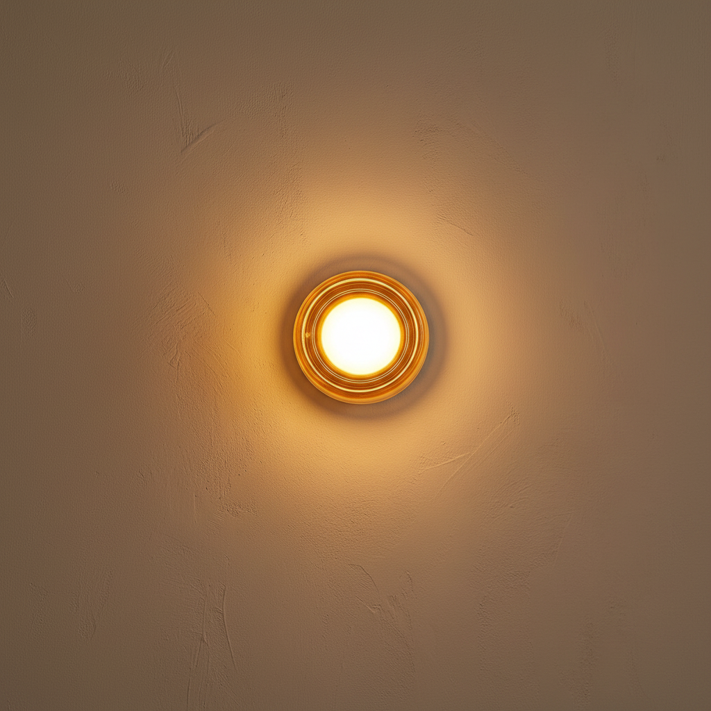 Lumiere Glass Wireless Wall Sconce - amber glass, on a clean studio wall