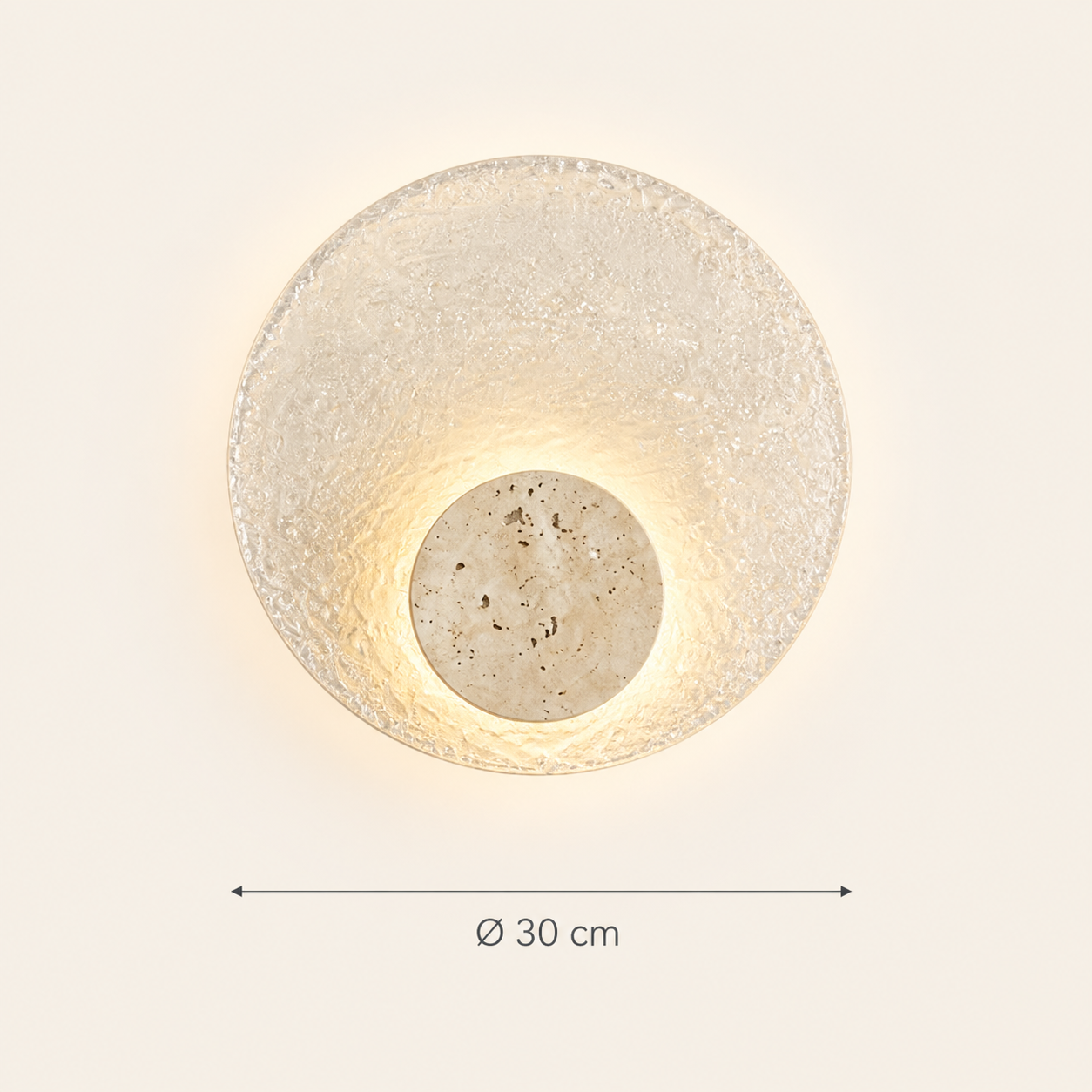 Langham travertine-style acrylic wall light diameter: 30 cm
