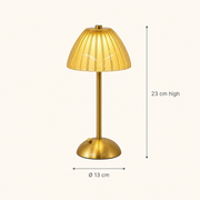 Livia cordless table lamp dimensions: 23 cm high and 13 cm diameter