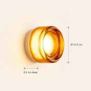 Lumiere glass wireless wall sconce dimensions: 13.5 cm diameter and 8.2 cm deep