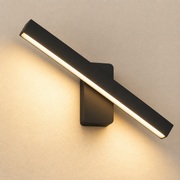 Close-up of the Oslo Short diagonal black light bar, warm diffuser and central wall mount