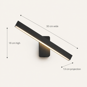Oslo Short outdoor wall light dimensions: 30 cm wide, 16 cm high and 13 cm projection