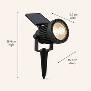 Oxford solar two-LED outdoor light dimensions: 38.9 cm high, 11.7 cm wide and 15.7 cm deep