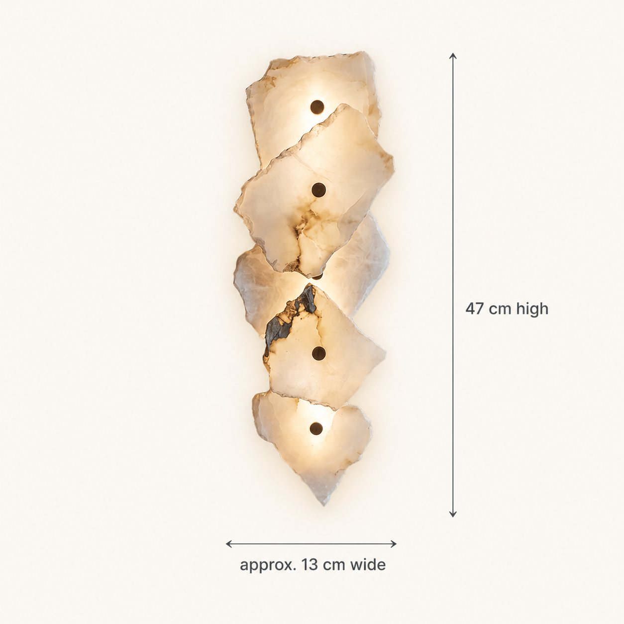 Radley five-head marble-style wall light dimensions: 47 cm high and approximately 13 cm wide