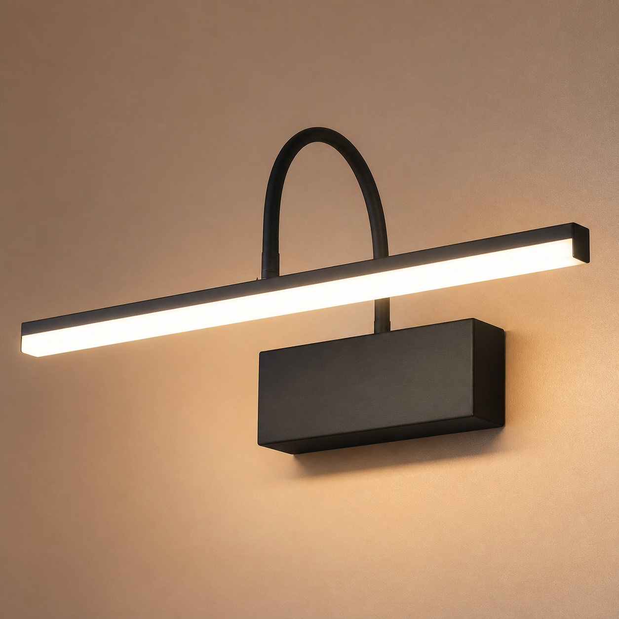 Close-up of the Walton black linear light bar, loop support and rectangular battery housing