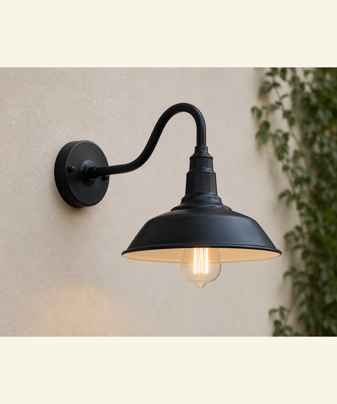 Wren Waterproof Gooseneck Outdoor Wall Light
